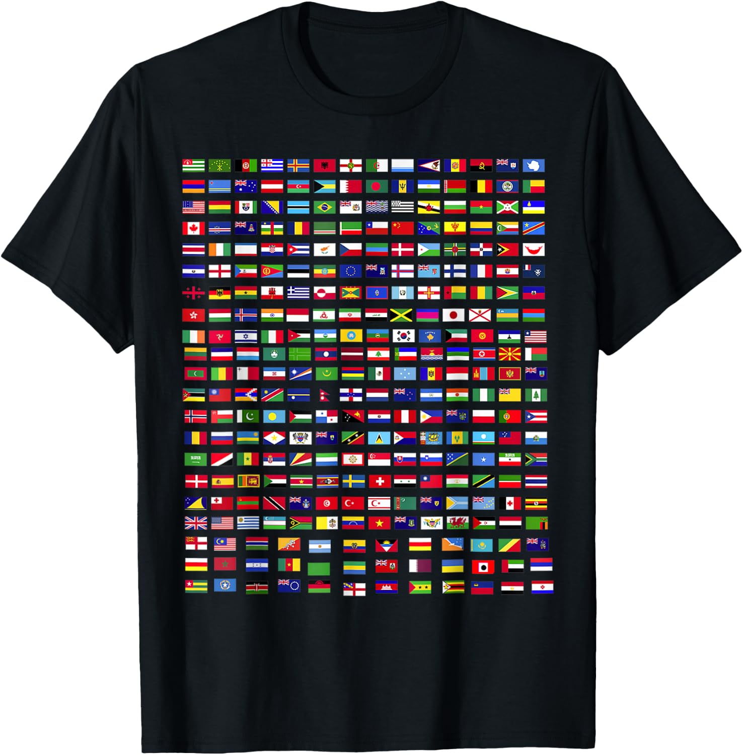 World Flags Collage Graphic Print T-shirt L