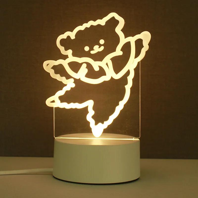 Heart Love Acrylic 3D Night Light USB DIY Kids Bedroom Night Lamp for Valentine's Day Decor Christmas Wedding Cute Gifts 2023