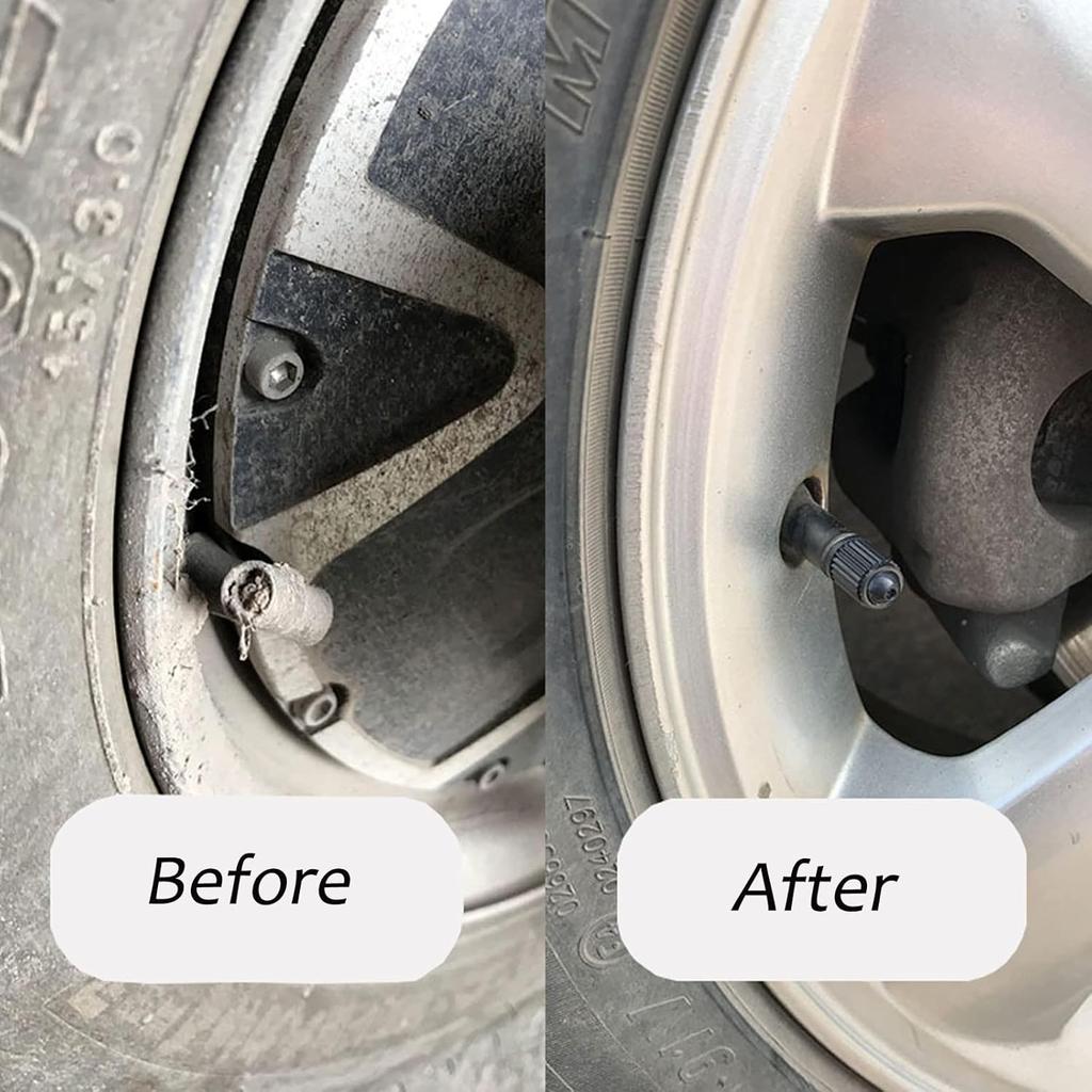 KURAMI Tire Valve Stem Caps 200 Pcs,Black Plastic Valve Caps with Sealing Ring,Valve Stem Caps General for Cars,Bicycles,Motorcycles,Trolleys and