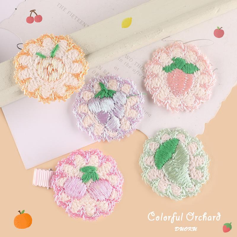 Duoku Embroidery Round Fruit Embroidery Zhang Zai Clothing Accessories Handmade Diy Hairpin Hand Account Decoration Accessories Cloth Sticker
