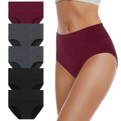 ODM 5 Pack Ladies Women's High Waist Cotton Panties Panty Briefs Underpants Soft Elastic Cotton Underwear Plus Size