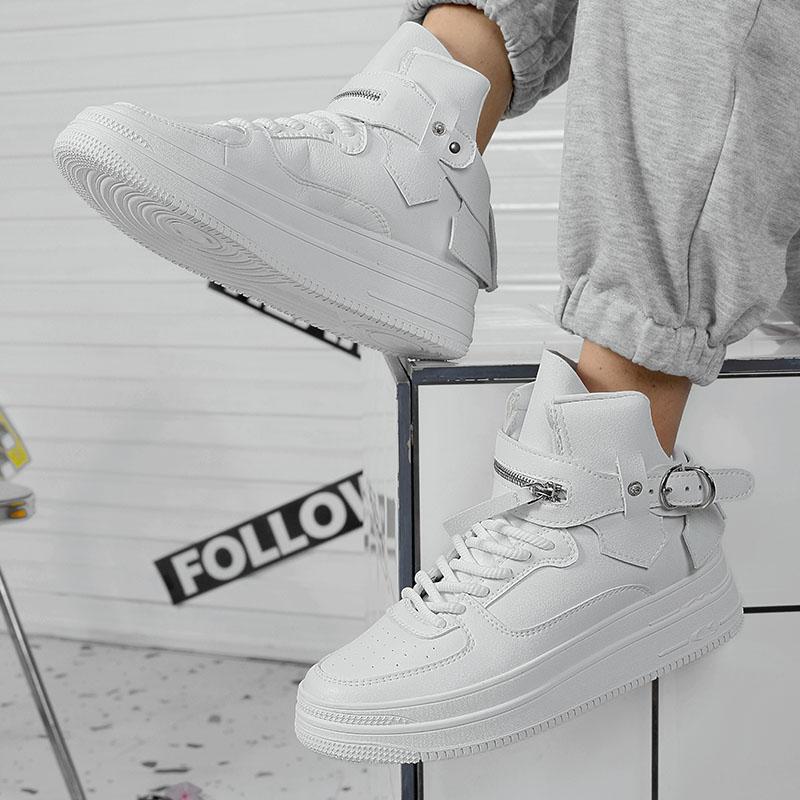 Fashion Pink Womens High Top Sneakers Streetwear Platform Men's Skateboard Shoes Trend Comfortable Leather Men Skate Board Shoes