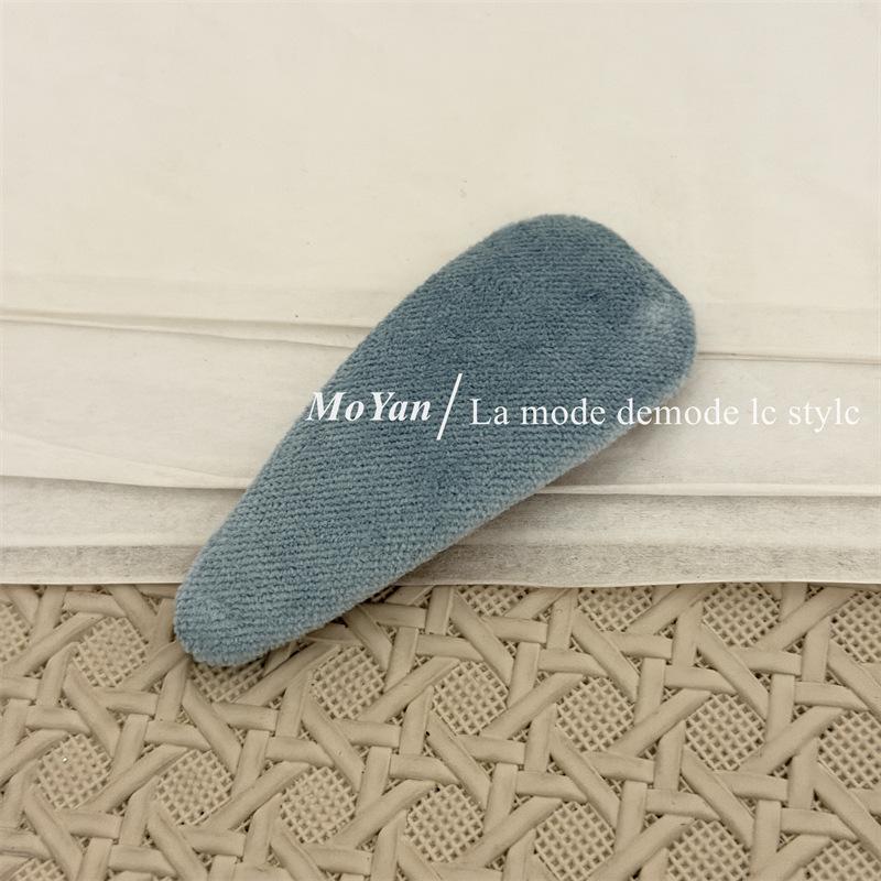 Korean Retro Blue Plaid Fabric Hair Clip - Celebrity Style Side BB Clip for Bangs