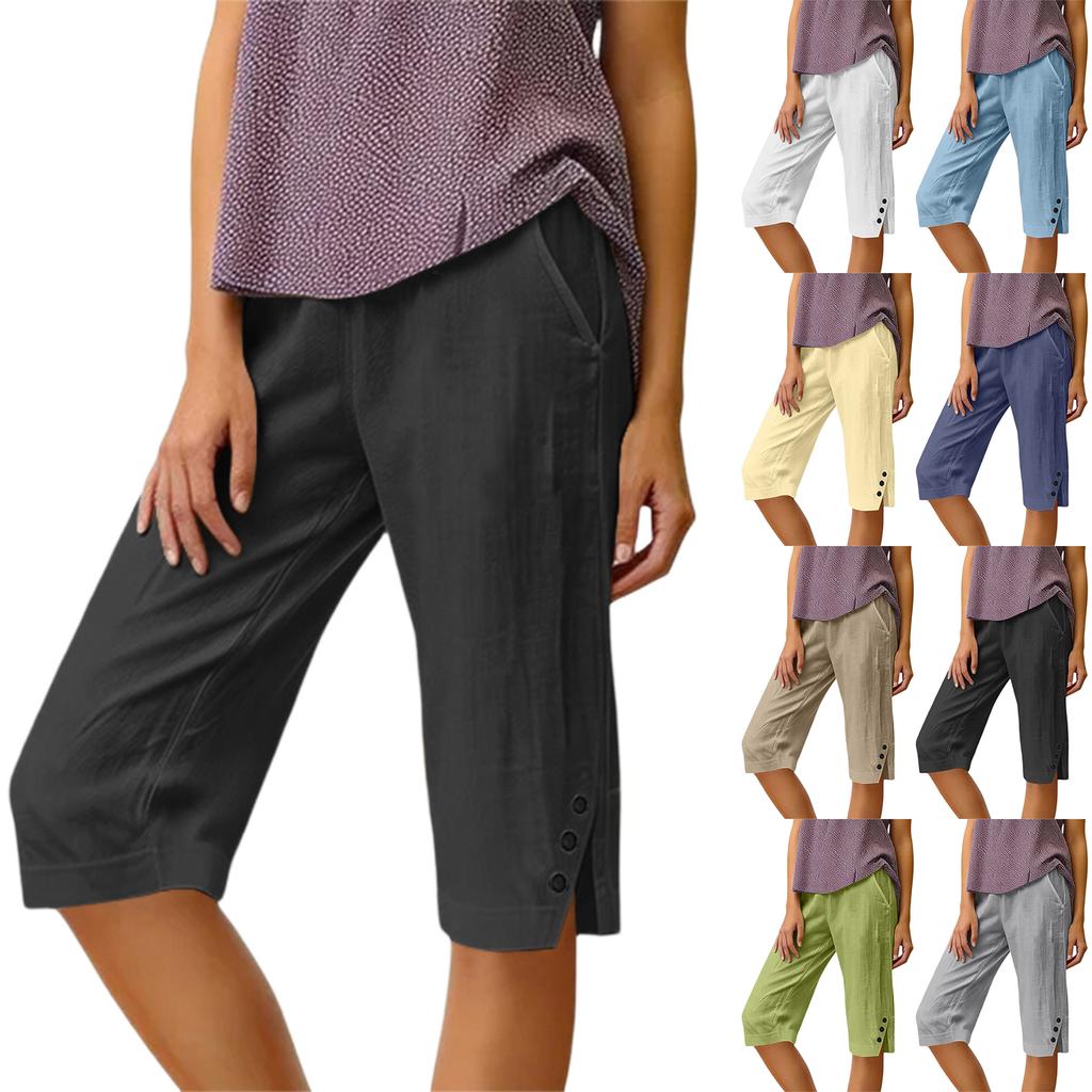 Women's Work Casual Cropped Pant High Waisted Business Casual Tapered Utility Jogger With Pockets