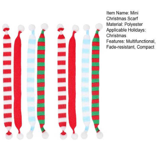 8Pcs Christmas Miniature Santa Scarf Stuffed Bear Multifunctional Xmas Decoration for Wine Bottles Pets Crafts