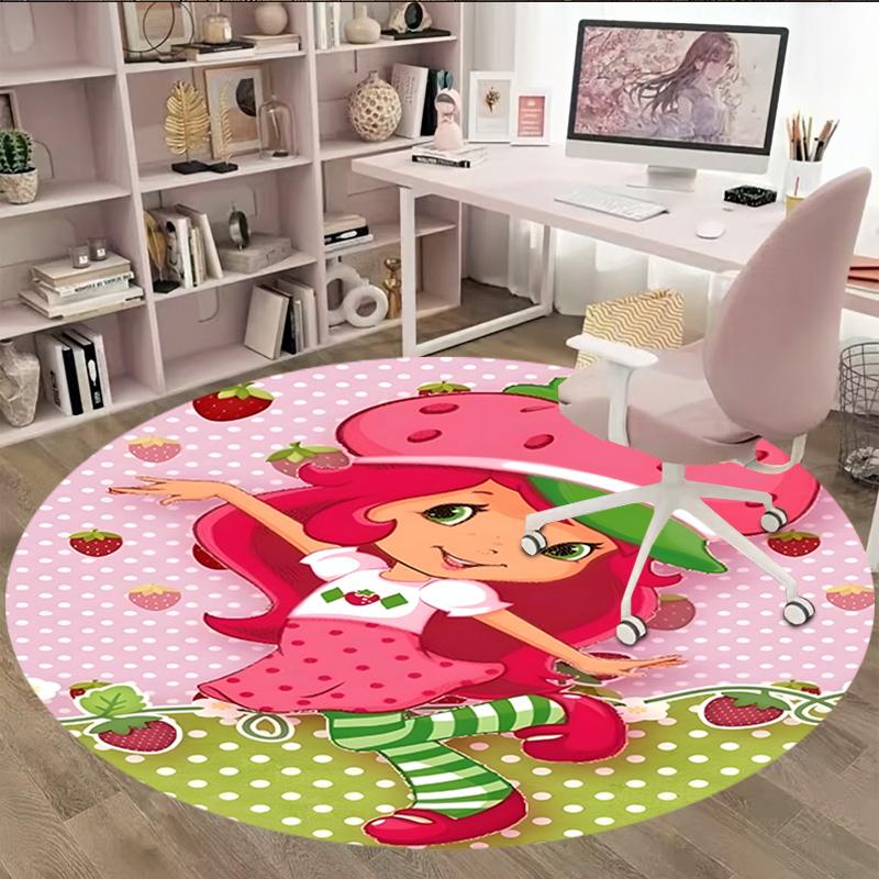 1pc Princess Strawberry2 Carpet, Round Rug, Comfortable, Suitable for Entryways, Living Rooms, Office, And Bedrooms, Christmas Decoration