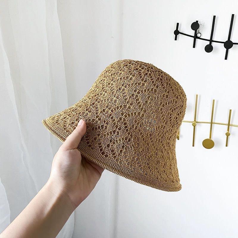 Fisherman's hat Children's summer Japanese sunscreen hat Spring knitted straw hat Breathable sun hat Bucket basin hat Sun hat