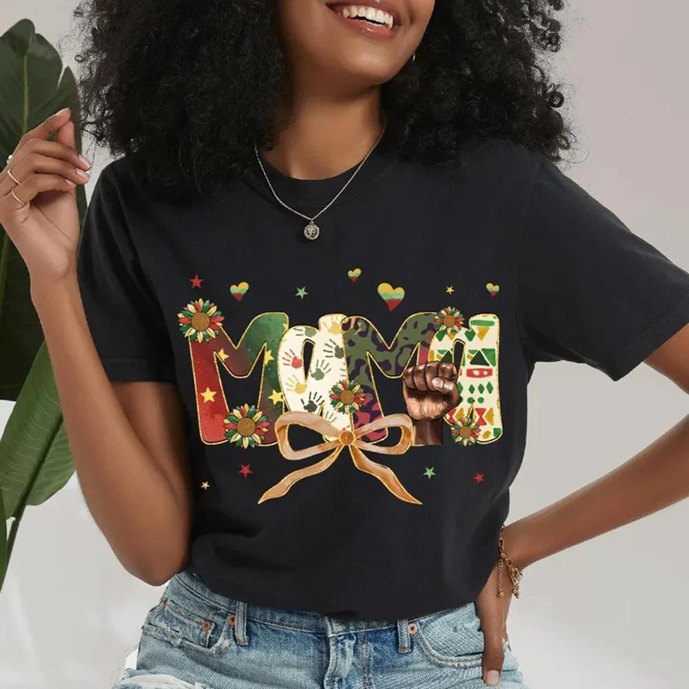 Black Mama Coquette Bow T-shirt, Retro Black Mom Tee, Mother s Day Gift for Wife 4XL