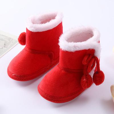 Slip On Down Shoes Anti Skid Bottom Newborn Toddler Plush Fur Winter Warm Boots Flat Snow Boots