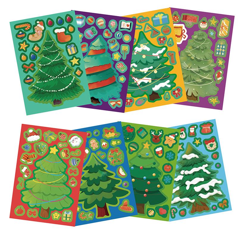 16Pcs Toy Puzzle Stickers Christmas Tree Make A Face Stickers Diy Handicrafts Waterproof Stationery Stickers