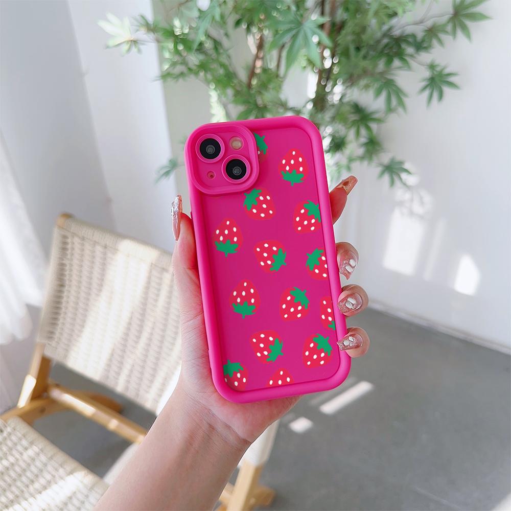 Strabbery Pattern Soft TPU Phone Case for iPhone 17 Air 16 15 14 Pro Max Plus 13 12 Mini 8 7 X Xs Back Cover