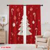 2pcs,2D Plane Printing Window Curtain Christmas Tree Ornaments Snowflakes_a Polyester Fabric (without Rod) Decorations For Home