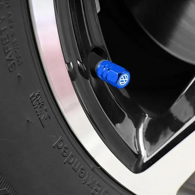 4Pcs Volkswagen Car Valve Stem Cover Metal Dustproof Cap For VW Atlas Jetta Touareg Variant Golf Polo GTI Taos Nivus Passat CC