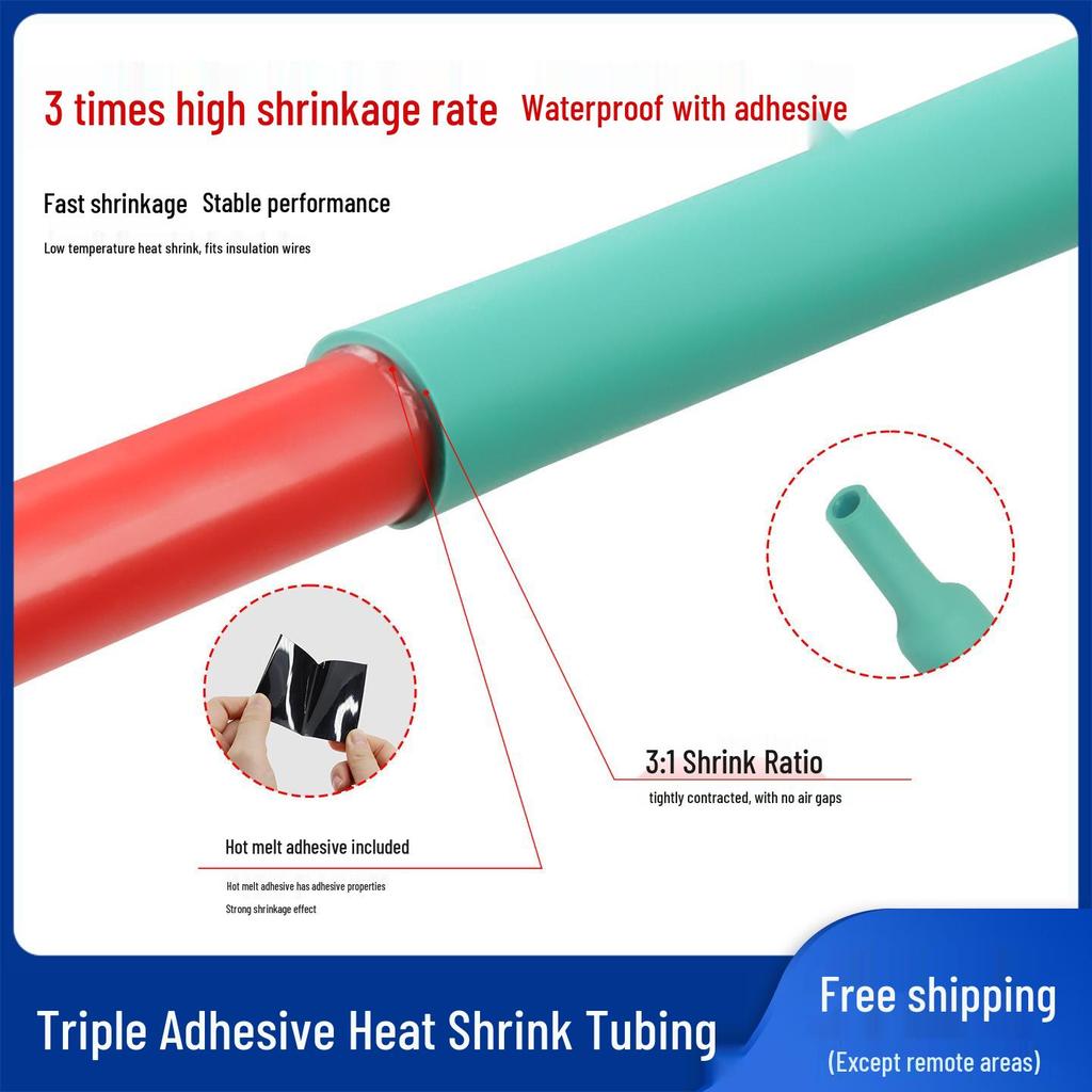 Green Double-Wall Adhesive Heat Shrink Tubing 3:1 Insulation Sleeve for Data Cables