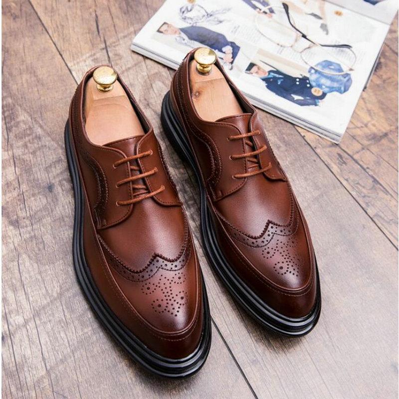 2022Newest High Quality Men Oxfords Shoes Male Formal Leather Shoes Men Brogues Shoes Bullock Business Wedding Dress Shoes 85 Ch65