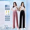 Maternity wide-leg pants women's spring and summer wear ice silk thin straight belly support pants large size maternity pants small pregnancy