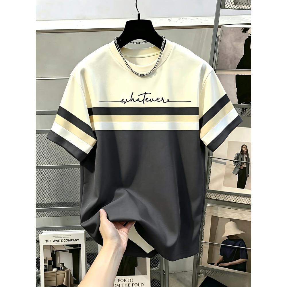 Hot Selling New Men's Summer Striped Letter Printed Micro Elastic