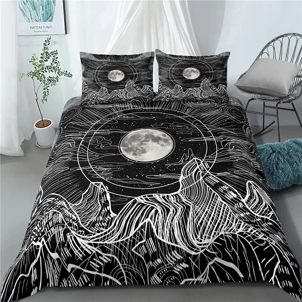 The Sun And Moon Duvet Cover Set Boho Mandala Floral Stars Starry Sky Nordic Comforter Cover,Constellation Bedding Set King Size
