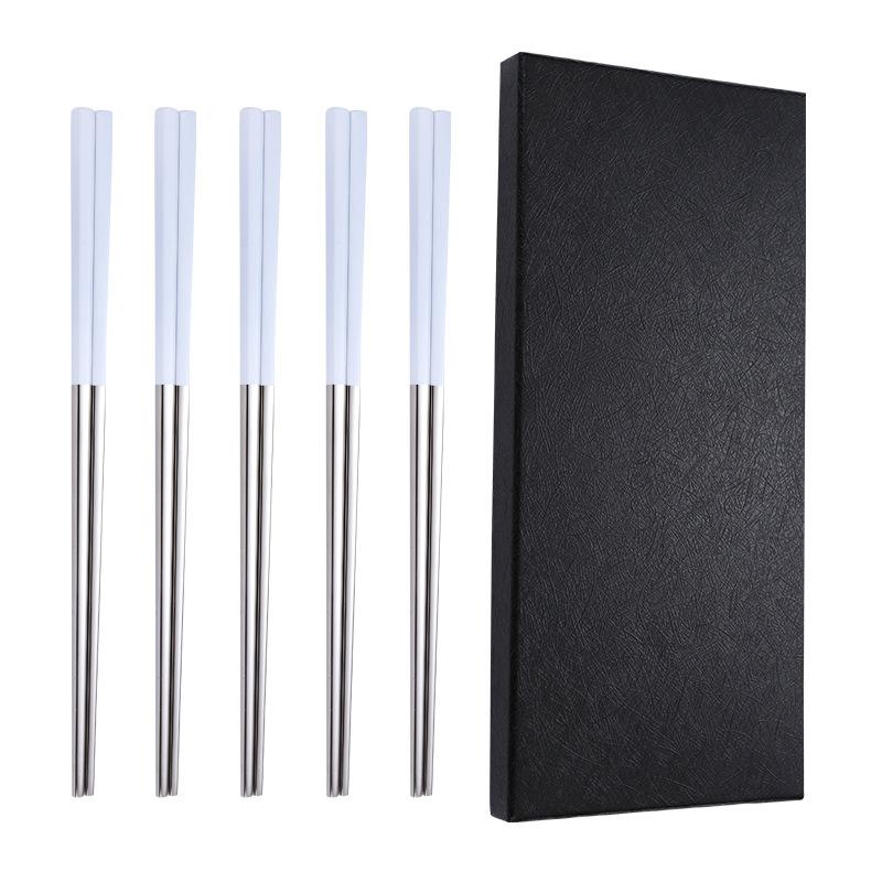 304 dlouhých hůlek z nerezové oceli, nádobí pro domácnost, protiskluzová sada, hůlky na tvarování a leštění, 5 párů