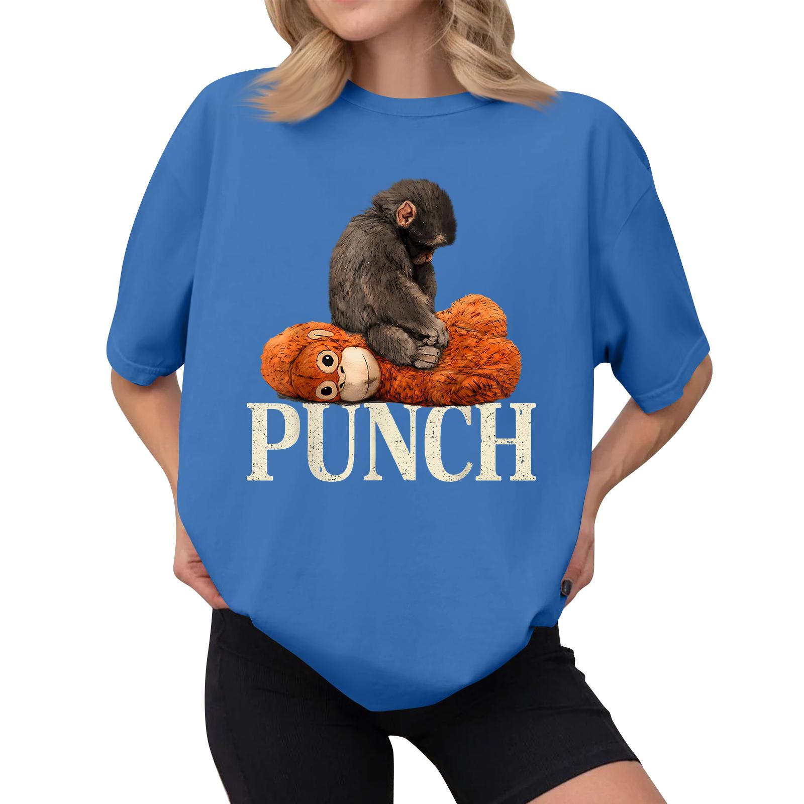 

Women s Casual Printed T-Shirt Round Neck Pullover Short Sleeve Top M синий