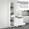Badezimmerschrank mit 3 Regalen, 1 Schublade, stabil, MDF, weiß