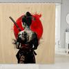 Kids Japanese Geisha Shower Curtain Boys Girls Cherry Blossoms Bathroom Shower Curtain Set Japanese Style Bath Curtain