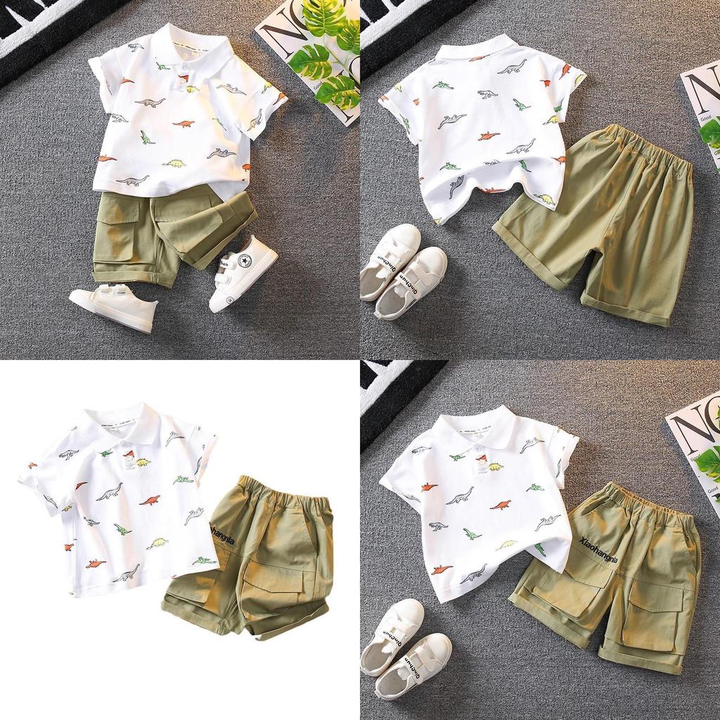 Stylish Boys Summer Outfit Set 2024 Trendy Polo Shirt And Shorts Comfortable Cotton Fabric