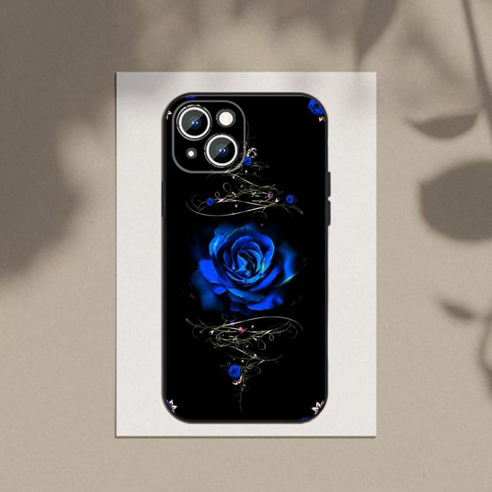 Blue Rose Flower Ultra-Thin TPU Phone Case for iPhone 6-16ProMax/SamsungS7-S24Ultra/Redmi13TPro - Shockproof,Scratch-Resistant,RaisedCameraSafe Cover