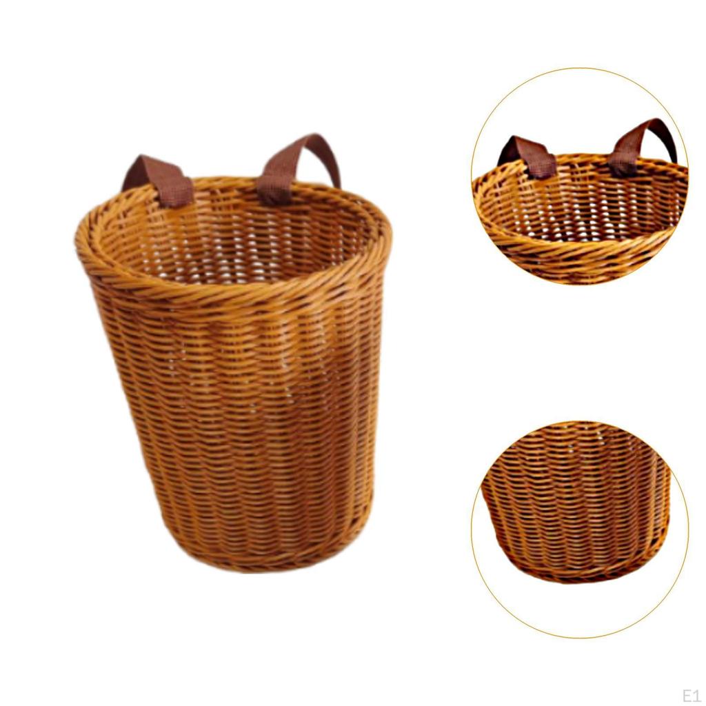 Imitation Rattan Backpack Basket Hand Woven Vacation Weekend Farm Garden Storage Camping