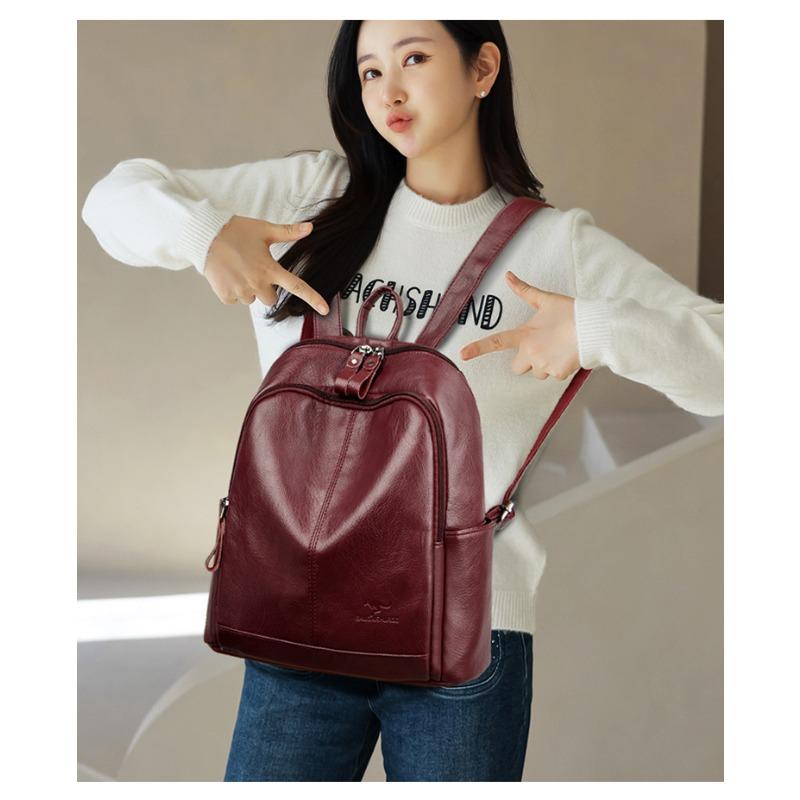 Fashionable PU Leather Backpack with Adjustable Shoulder Straps Simple Design Suitable for Daily Use Travel Shopping and Other Scenarios