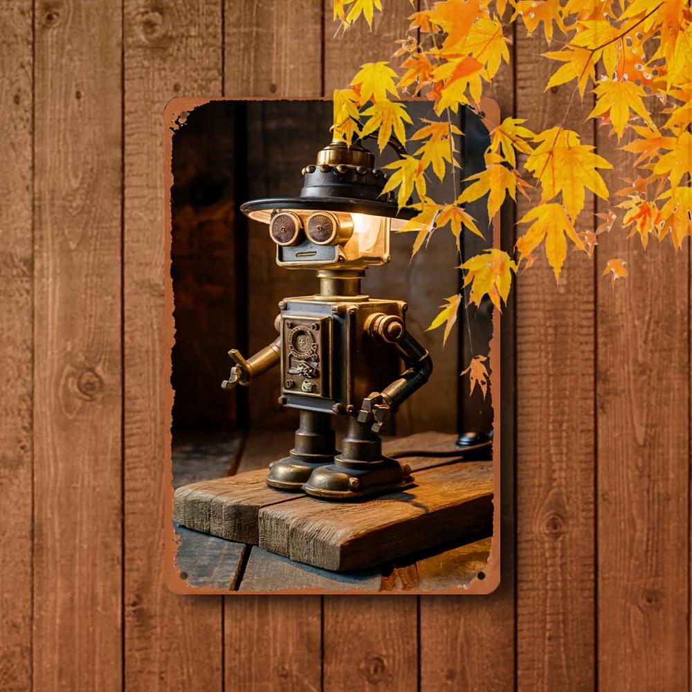 Vintage Steampunk Stil Tischlampe, Retro Eisenkunst Heimdekor - Langlebiges Metall mit sicherer abgerundeter Ecke