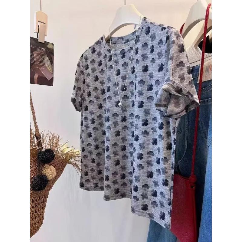 Sommer Neues Koreanisches Modebedrucktes Kurzarm-T-Shirt Damen Locker Vielseitiges Oberteil