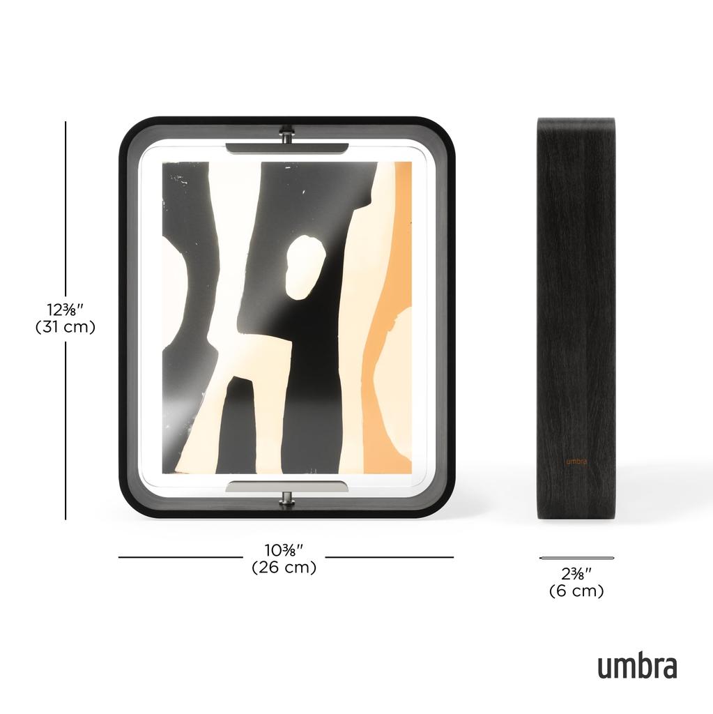 Umbra Bellwood 8x10 Desk Picture Frame with Curved Wood Trim and Rotating Walnut Double-Sided Display,