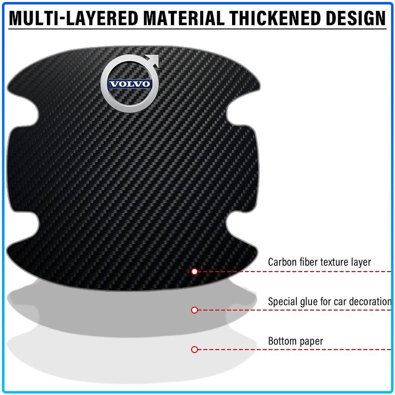 4Pc/Set Car Door Handle Sticker Carbon Fiber Scratches Resistant For Volvo 240 C70 S40 S50 S60 S70 S80 S90 V40 V50 V60 V90 XC40 XC60 XC90 Vnl Truck