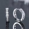 Single Row Full Paved Round Stone Small Hoop Huggie Earrings Minimalist Daily Women Jewelry