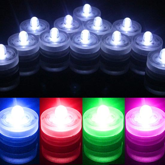 12Pcs Submersible Waterproof Wedding Tea Candle Lamp Battery Operated LED Lights