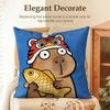 Cute Kicapara Cartoon Cushion Cover Natural Linen Organic Fabric DoubleSided Printing Sofa Home Decor Gift Pillow Case