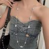 Sweet Trendy Geometry Metal Flowers Color Clashing Splicing Long Necklace for Women Multiple Ways To Wear Beach Vacation Jewelry