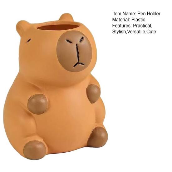 Capybara Pen Holder Cute Animal Shape Desk Organizer for Pens Makeup Brushes Utensils Creative Office Home Decor