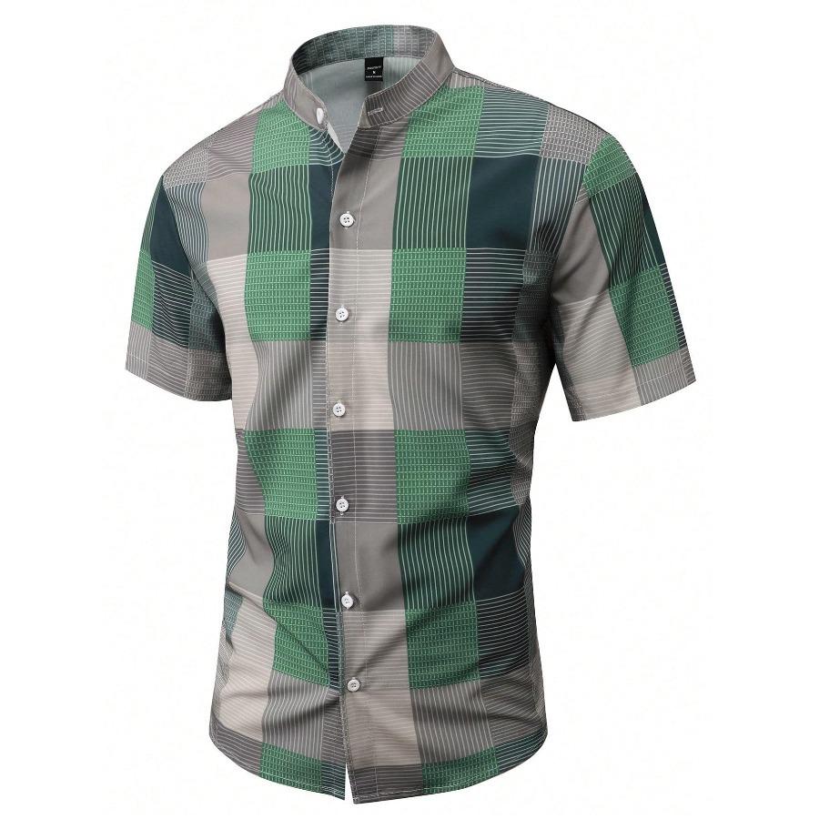 

7-цветная летняя новая клетчатая рубашка мужская с коротким рукавом гавайская повседневная свободная рубашка большого размера XS-6XL Быстрая доставка XXL