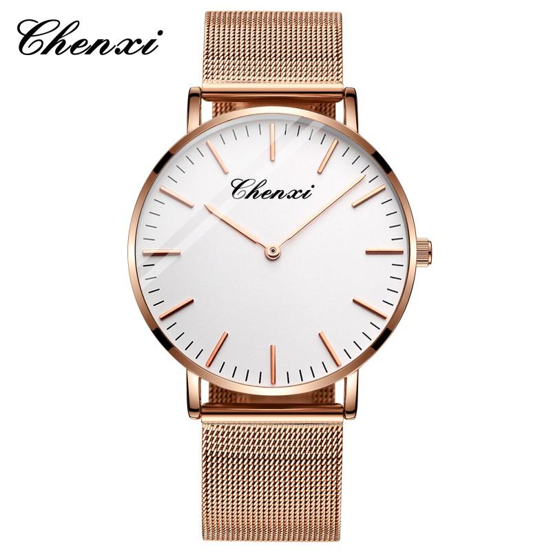 Couple Quartz Wrist Watches Lightweight Stainless Steel Mesh Band 30M Waterproof Fashion Round Dial