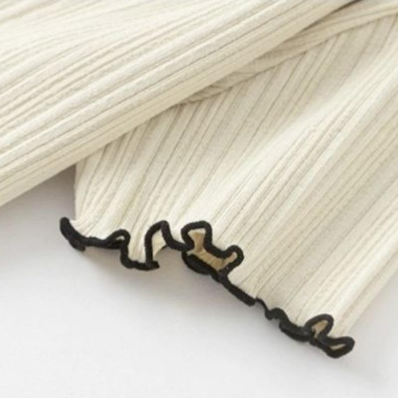 1-12Y Girl's Shirts Korean-style Knitted Lace-Trimmed Short-Sleeve Summer Ruched Tops Trendy Breathable Bow Tie Versatile Tee
