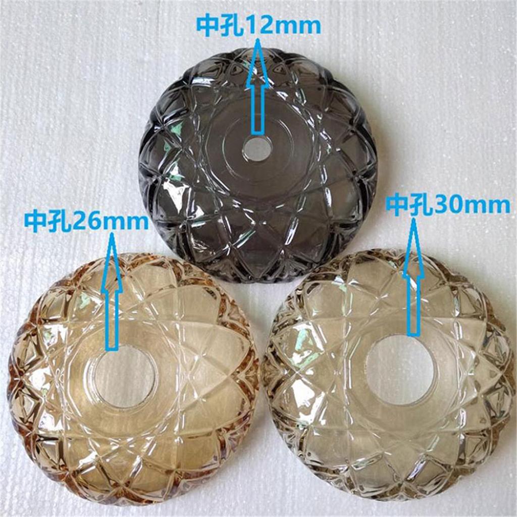 D12xH3cm Bernstein Grau Glas Tropfschalen Ersatz mit 4 Seitenlöchern,Klares Cognac Kristall Tropfschalen Schale mit 12mm 26mm 30mm Öffnung