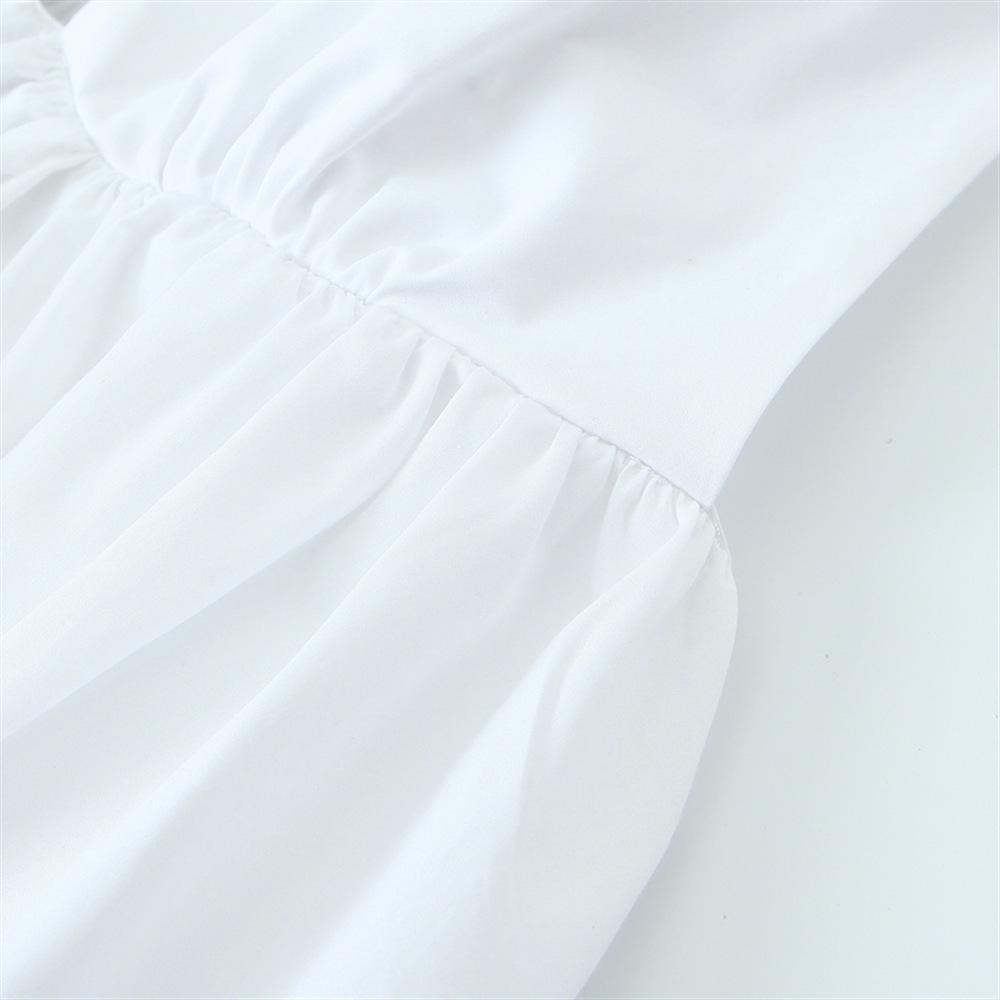 Spring 2025 Women's Backless V-Neck Poplin Top with Bow Detail