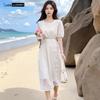 LUDIan Elegant French Style Waisted Maxi Dress