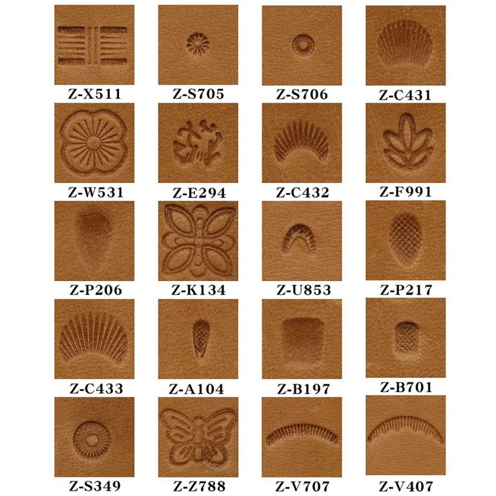 20Pcs Leathercraft Leather Printing Stamp Pattern Carved Carving Tool  Hand Working