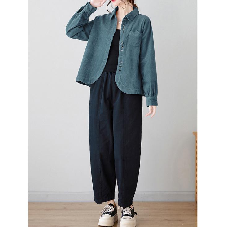 Cardigans Blazer Veste Décontractée Mode Femme Grande Taille Col Rabattu Manches Longues Ample Velours Côtelé Ample L-3XL