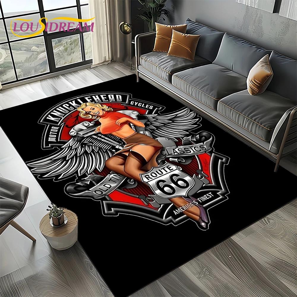 Route 66 Retro America Historic Mother Road,mãe EstradaCarpet Rug for Living Room Bedroom Home Sofa,Area Rug Non-slip Floor Mat