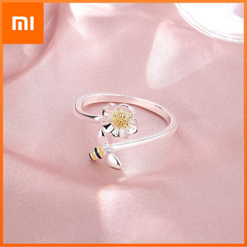 Xiaomi 100% 925 Sterling Silver Rings For Women Flower Bee Simple Trendy Retro Open Anillos Party Gifts Accessories