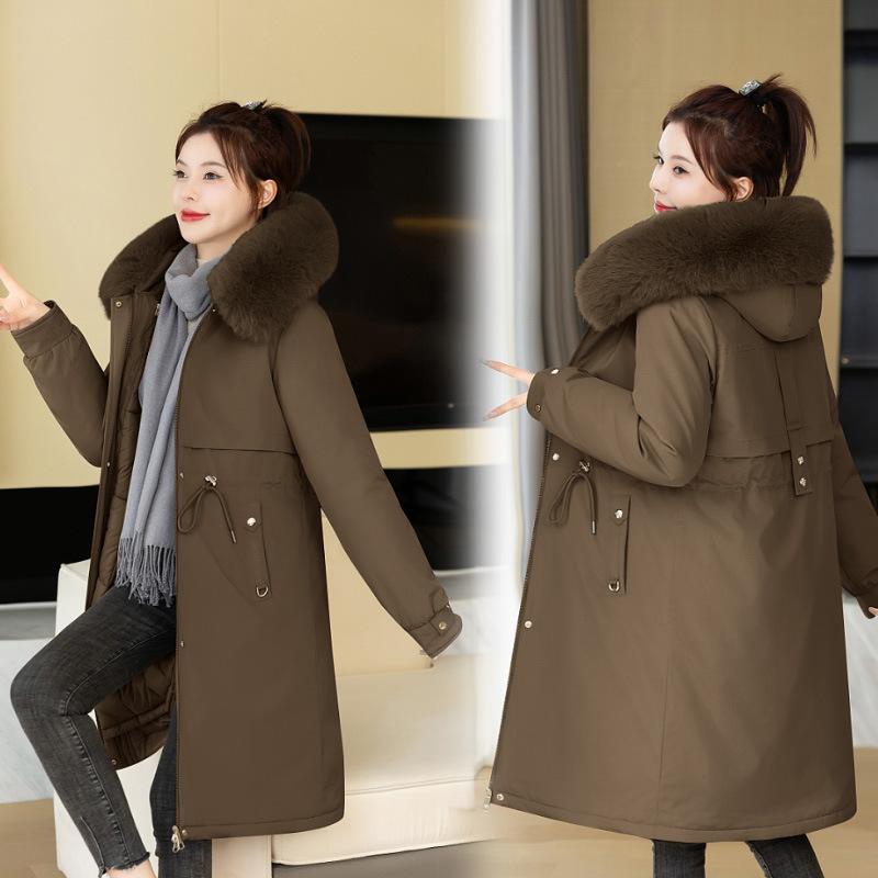 Winter New Cotton-padded Clothes, Hooded Removable Fur Collar Cotton Clothes, One Dress and Three Wear Versatile Women's Coats